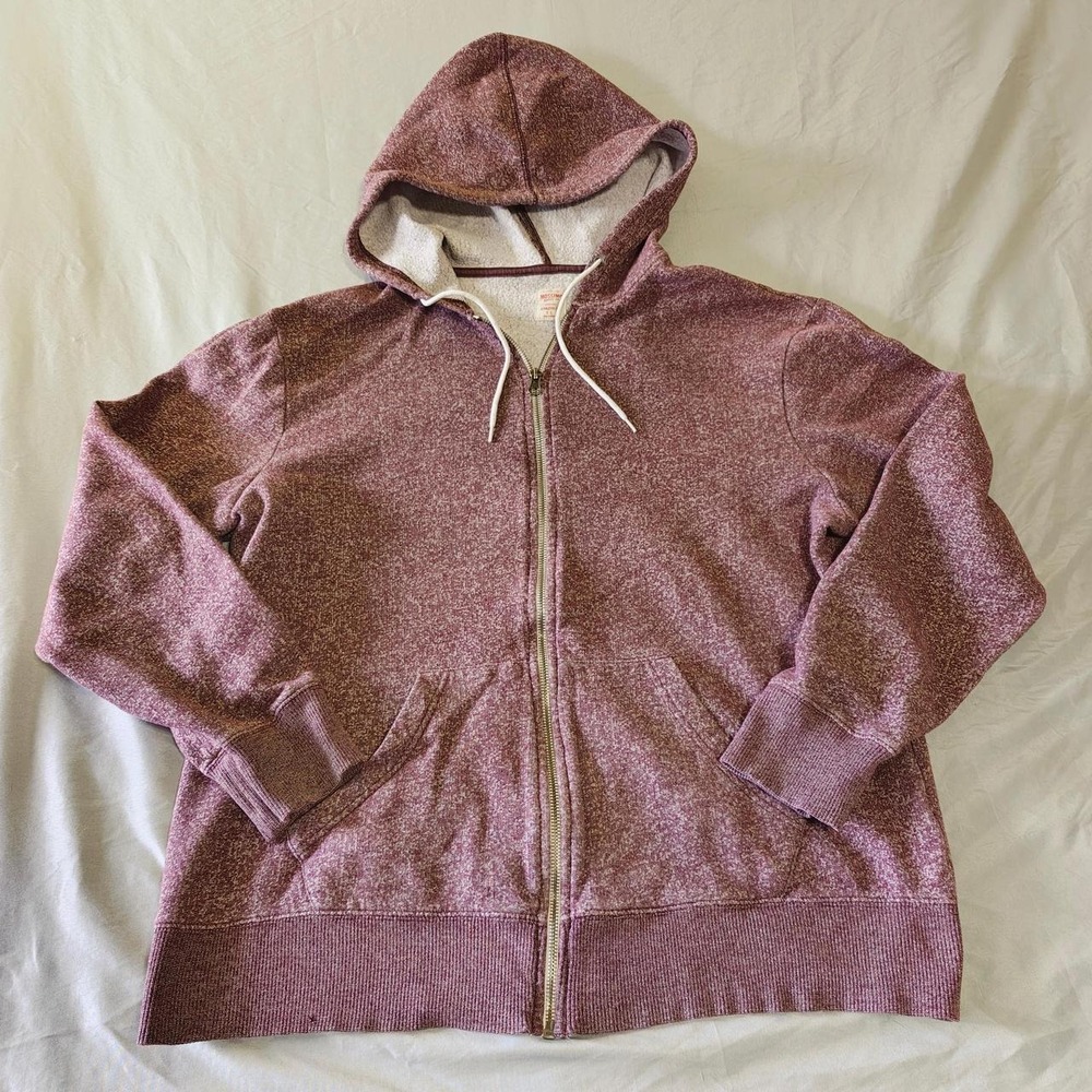 Mossimo Supply Co Mens Maroon Marled Fleece Full Zip Hoodie Jacket Size L